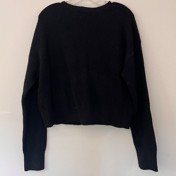 Isabel Maternity Black Ribbed Wrap front Sweater Cozy Stylish Baby Bump Sz. XL - Picture 7 of 8